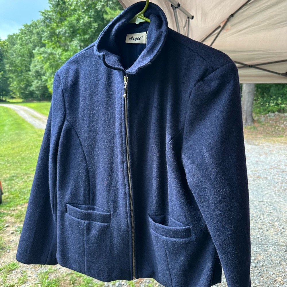 Women's Vintage Navy Wool Blend Coat